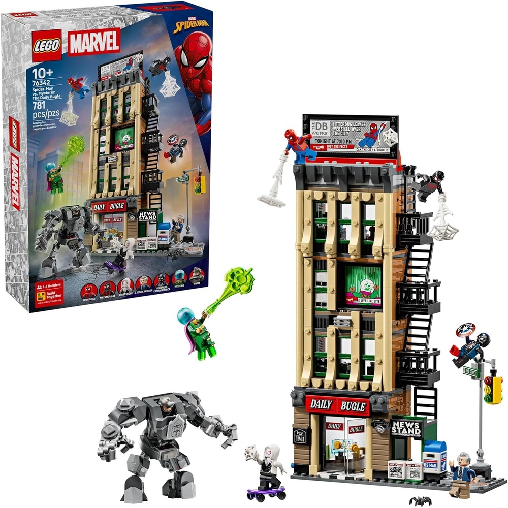 image:imageLEGO Marvel SpiderMan vs Mysterio The Daily Bugle Building Toy Pretend Play Set with 7 Minifigures amp Rhino Mech Super Hero Toy for Boys amp Girls Ages 10 Gift Idea for Birthdays 76342