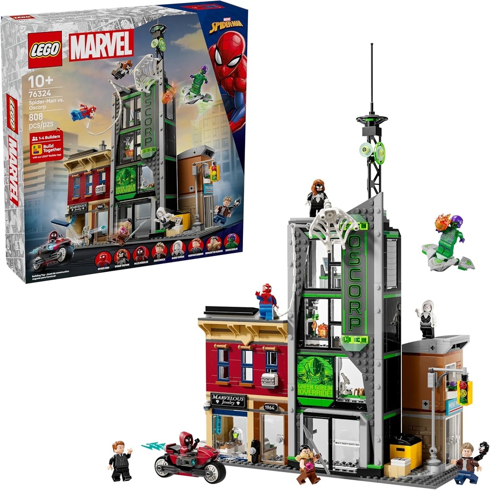 image:imageLEGO Marvel SpiderMan vs Oscorp Building Toy Pretend Play Set W8 Toy Minifigures for Boys amp Girls Ages 10 Super Hero Building Blocks for Preteens Idea for Birthdays 76324