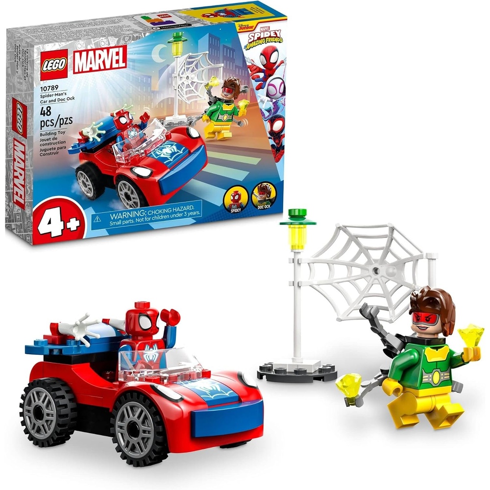 image:imageLEGO Marvel SpiderMans Car and Doc Ock Kids Pretend Play Set with Glow in The Dark Pieces for Boys amp Girls Ages 4 Gifts for Birthdays 10789 Lego Marvel Lego 48 Pieces SpiderMans Car and Doc Ock 10789