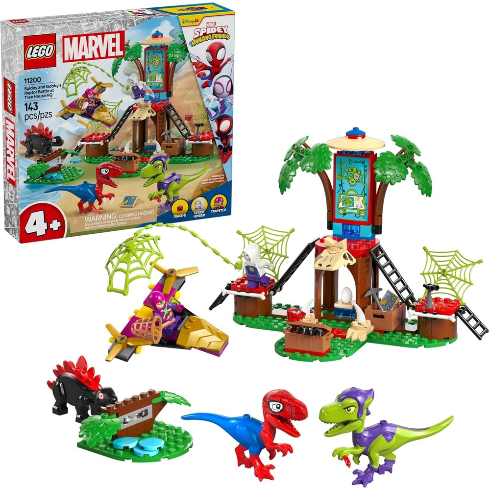 image:imageLEGO Marvel Spidey and His Amazing Friends Spidey and Gobbys Raptor Battle at Tree House HQ Dinosaur Building Toy for Kids Boys and Girls Ages 4 Preschool Pretend Play Set Gift Idea 11200