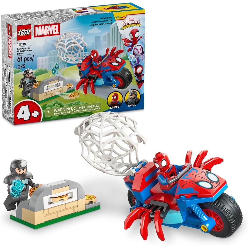 image:imageLEGO Marvel Spidey and His Amazing Friends Spidey on his Motorcycle vs Rhino Building Toy for Kids Super Hero Pretend Playset for Preschool Boys amp Girls Ages 4 Gift Idea for Birthdays 11206