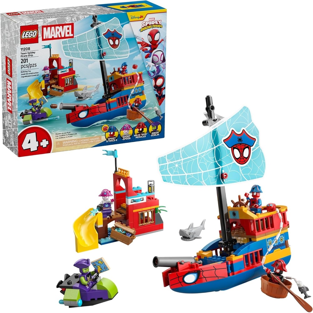 image:imageLEGO Marvel Spidey and His Amazing Friends Team Spidey Pirate Ship Building Toy for Kids Super Hero Pretend Play Set for Preschool Boys amp Girls Ages 4 Gift Idea for Birthdays 11208
