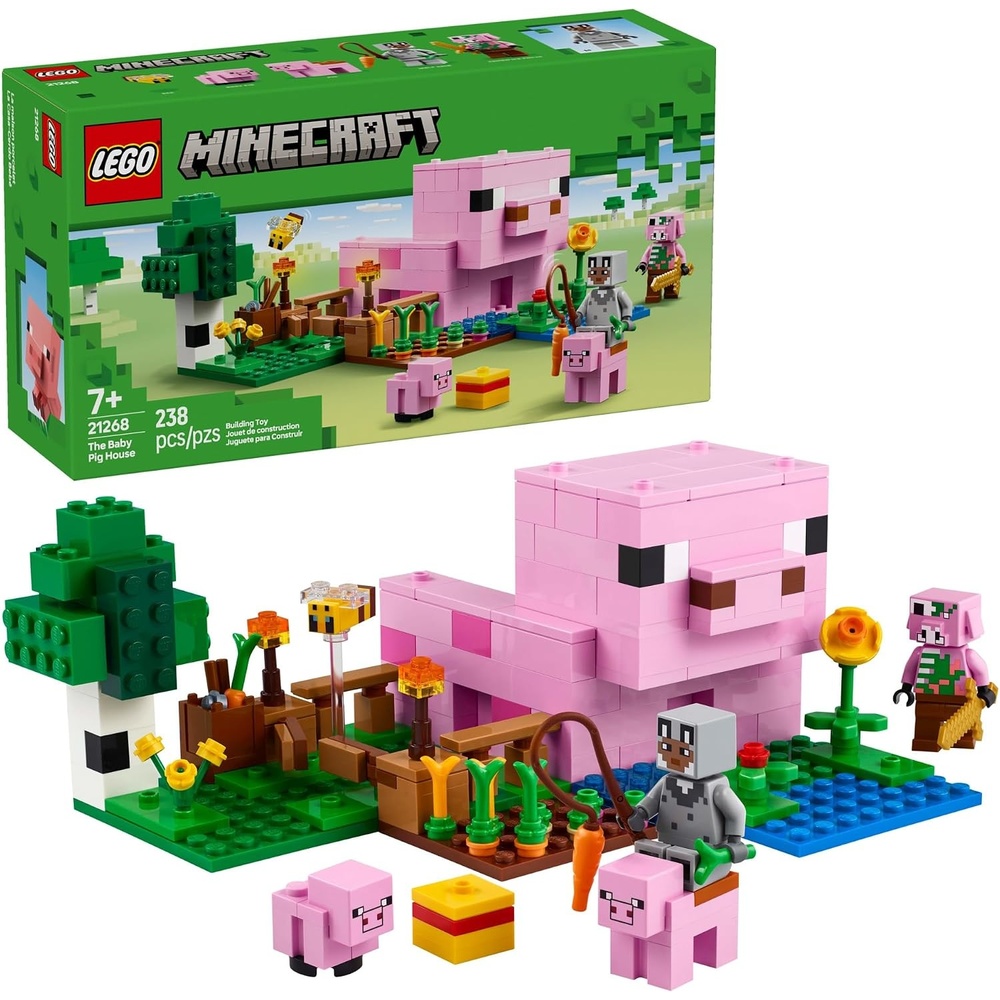 image:imageLEGO Minecraft The Baby Pig House Toy Figures and Playset Building Minecraft Toy for Kids Boys and Girls Ages 7 Gift for Birthdays with 2 Minifigures for Pretend Play 21268