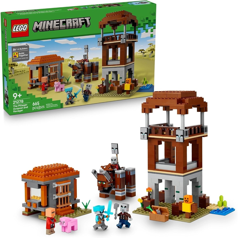 image:imageLEGO Minecraft The Pillager Outpost and Ravager Building Toy  Video Game Building Blocks for Kids Boys amp Girls Ages 9  Includes Space Sentinel amp 3 Minifigures  Gift Idea for Gamers  21278