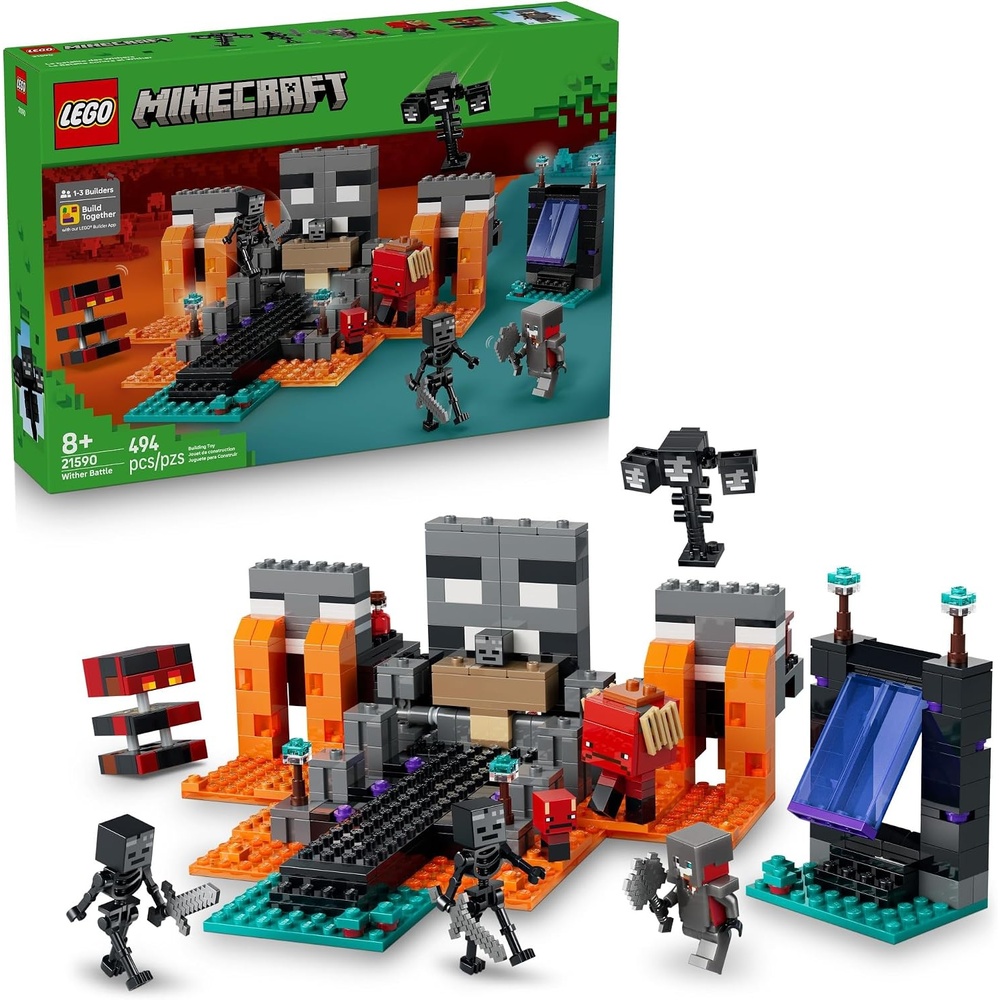 image:imageLEGO Minecraft Wither Battle Building amp Pretend Play Toy for Boys amp Girls Video Game Playset amp Toy Figures for Kids Ages 8 WCrimson Warrior Minifigure amp More Gift Idea for Birthdays 21590