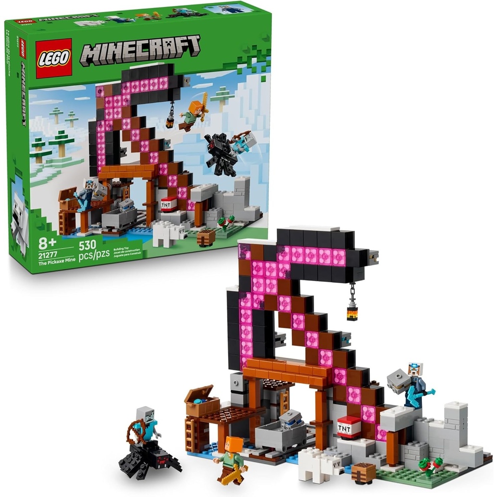image:imageLEGO Minecraft the Pickaxe Mine Kids Toy Building Set for Boys and Girls Minecraft Toy for Gaming Fans 8 Includes Alex Miner and Stray Spider Jockey Minifigure Birthday Gift Idea 21277
