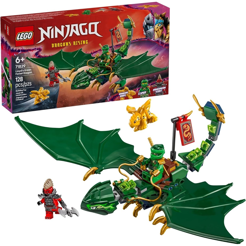 image:imageLEGO NINJAGO Lloyds Green Forest Dragon Toy Pretend Play Building Toy for Boys and Girls Ages 6 Birthday Gift for Kids Dragon Figurine with 2 Minifigures for Kids 71829