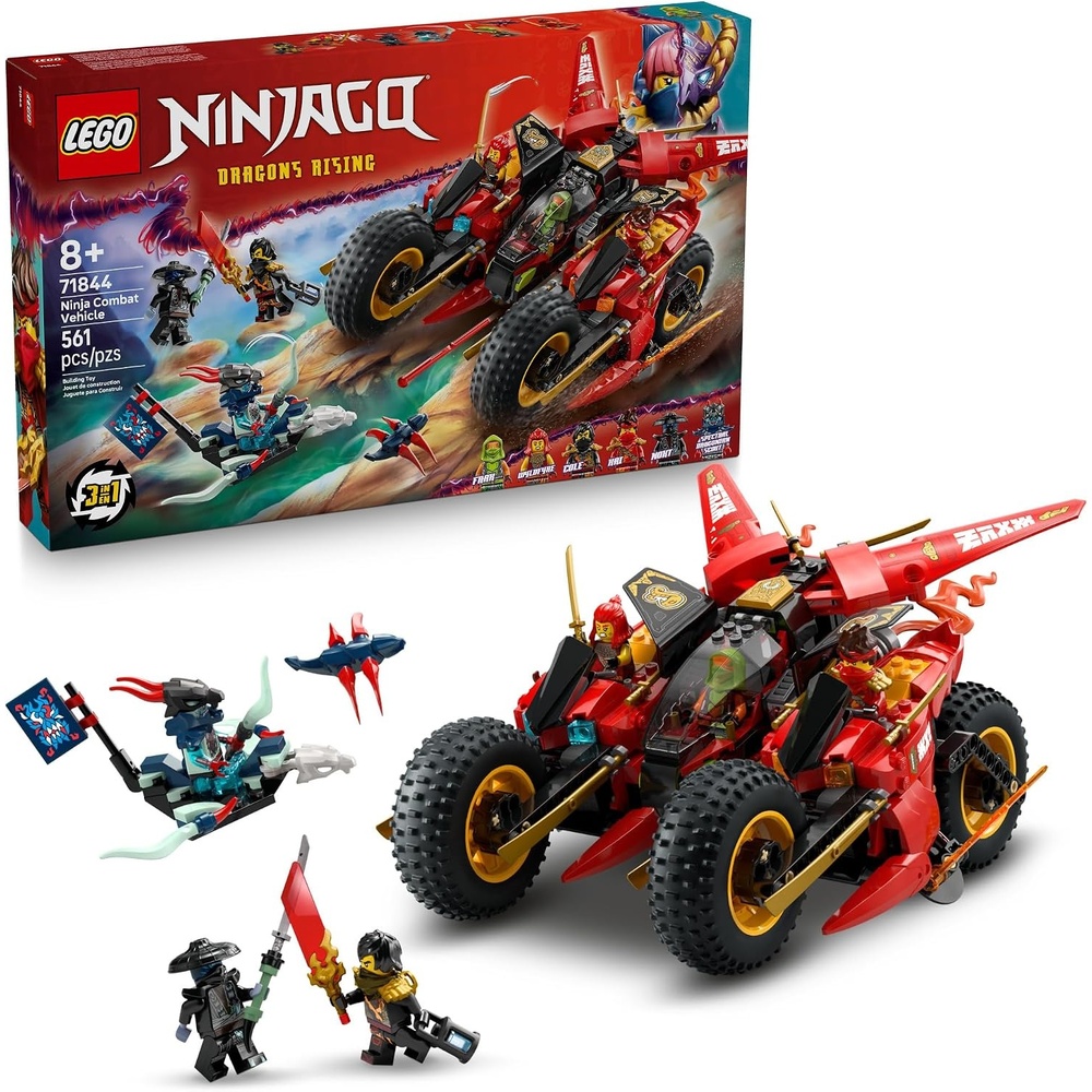 image:imageLEGO NINJAGO Ninja Combat Vehicle 3 in 1 Building Toy Dragons Rising Play Set for Boys amp Girls Ages 8 Model Building Kit for Kids W6 Ninja Toy Minifigures Gift Idea for Birthdays 71844