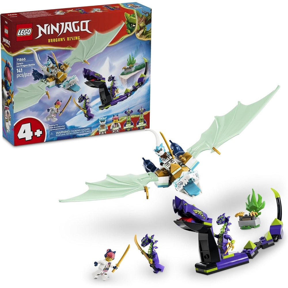 image:imageLEGO NINJAGO Zanes Ice Dragon Battle 71865 Building Toys for Boys amp Girls Ages 4 Posable Snake amp Dragon Figures Pretend Play 4 Minifigures 141 pieces Gift Idea