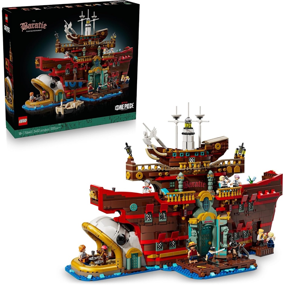 image:imageLEGO ONE Piece The Baratie Floating Restaurant Building Set for Adults Collectible Building Blocks for Anime Fans 18 Arts and Crafts DIY Kit W10 Minifigures Gift Idea for Birthdays 75640