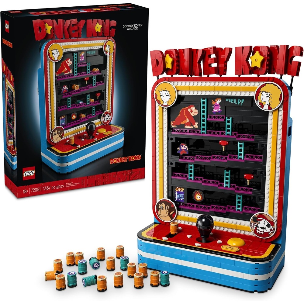 image:imageLEGO Super Mario Donkey Kong Arcade 72051 Collectible Building Set for Adults Ages 18 Retro Arcade Decor Working Levers amp Joystick 1371 pieces Gift for Gamers