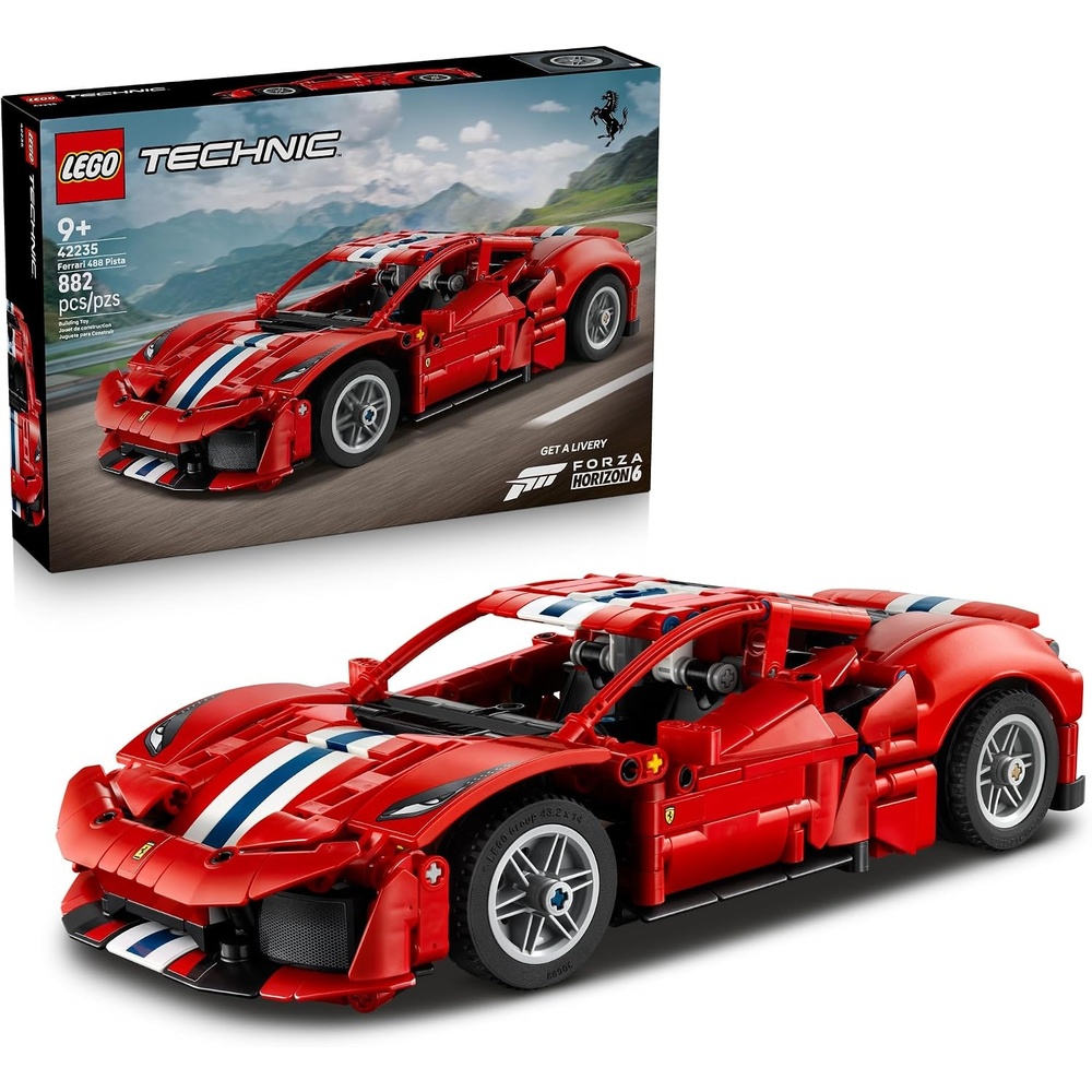 image:imageLEGO Technic Ferrari 488 Pista Car 42235 Building Toys for Boys amp Girls Ages 9 Toy Car for Display for Bedroom or Book Shelf 882 pieces Gifts for Kids