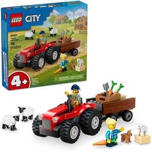 LEGO City Red Farm Tractor with Trailer & Sheep Toddler Learning Toy – Farm Toy with Tractor and Animal Figurines – Preschool Toy for Boys and Girls, Ages 4+ – Gift for Birthdays and Holidays – 60461