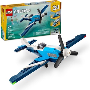 LEGO Creator 3 in 1 Aircraft Race Plane Toy – Building Toy with 3 Building Options, Airplane, Fighter Jet, or Helicopter – Gift Idea for Kids, Boys and Girls, Ages 7+ – 31160