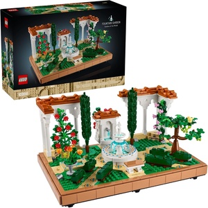 LEGO Icons Fountain Garden Building Set – DIY Kit for Adults, Ages 18+ – Miniature Craft Building Blocks for Home Decor, Display – Gift for Birthdays – with Cypress Trees and Grape Vines – 10359