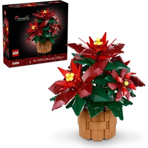LEGO Icons Poinsettia Building Sets for Adults – Artificial Flowers for Decoration – Festive Holiday Flowers for Table Centerpiece – 10370