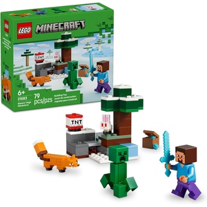 LEGO Minecraft Steve’s Taiga Adventure Building Toy for Boys & Girls – Video Game Playset & Toy Figures for Kids, Ages 6 + – W/2 Minifigures & 2 Pretend Play Animals – Gift Idea for Birthdays – 21583
