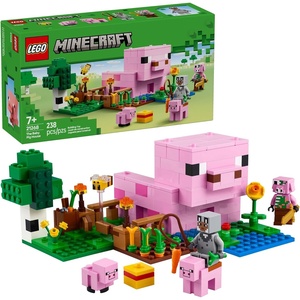 LEGO Minecraft The Baby Pig House Toy Figures and Playset – Building Minecraft Toy for Kids, Boys and Girls, Ages 7+ – Gift for Birthdays – with 2 Minifigures for Pretend Play – 21268