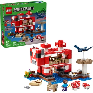 LEGO Minecraft The Mooshroom House Toy Figures and Playset – Building Minecraft Toy for Kids, Boys and Girls, Ages 8+ – with Steve and Other Figures for Pretend Play – Gift Idea for Birthdays – 21270