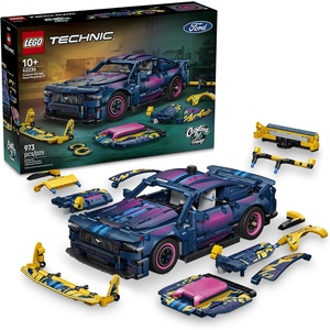 LEGO Technic Custom Garage Ford Mustang GT Car 42236 | Customizable Building Toys for Boys & Girls, Ages 10+, Toy Car for Display for Bedroom, 973 pieces, Gifts for Kids