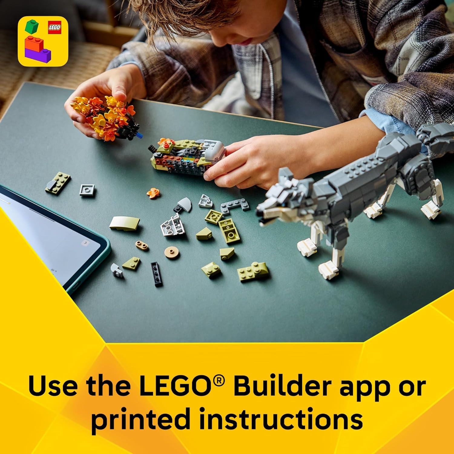 image:imageLEGO Creator 3 in 1 Forest Animals Gray Wolf Building Toy for Boys amp Girls Ages 8 Build a Wolf Falcon or Raccoon Gift for Kids Birthdays 31393