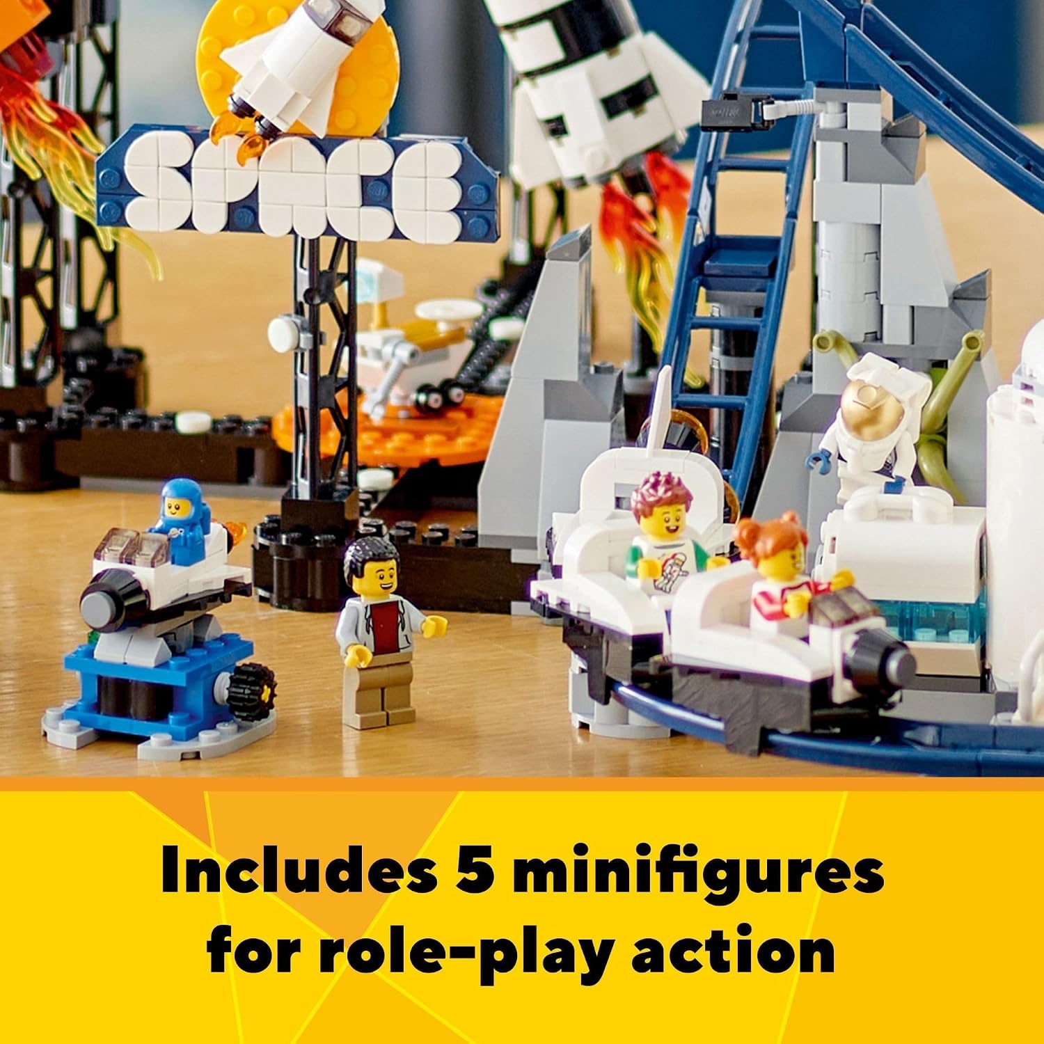 image:imageLEGO Creator 3 in 1 Space Roller Coaster Building Toy Set Featuring a Roller Coaster Drop Tower Carousel and 5 Minifigures Rebuildable Amusement Park for Kids Ages 9 31142Standard Packaging