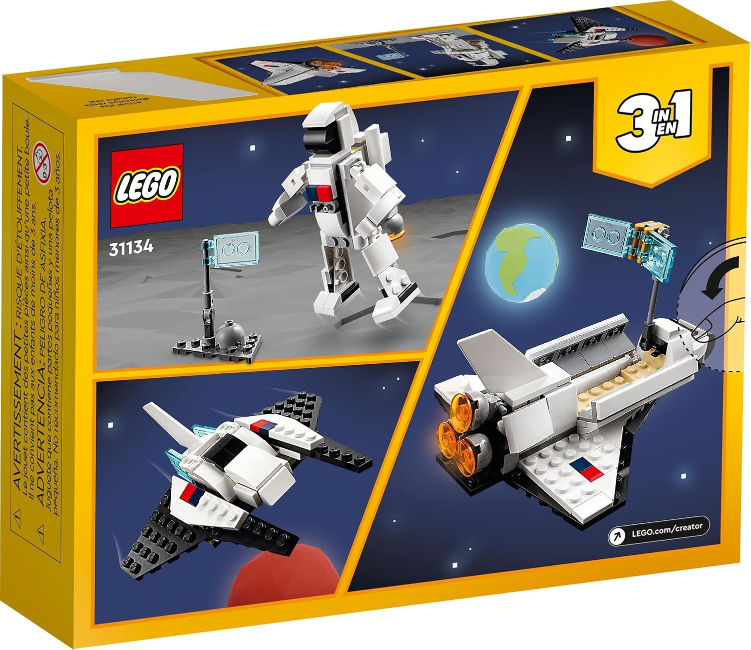 image:imageLEGO Creator 3 in 1 Space Shuttle Toys Space Toys Building Set for Boys amp Girls Ages 6 Option to Build 2 Spaceships or Astronaut Educational Gift for Kids Birthday amp Holidays 31134Shuttle Toy