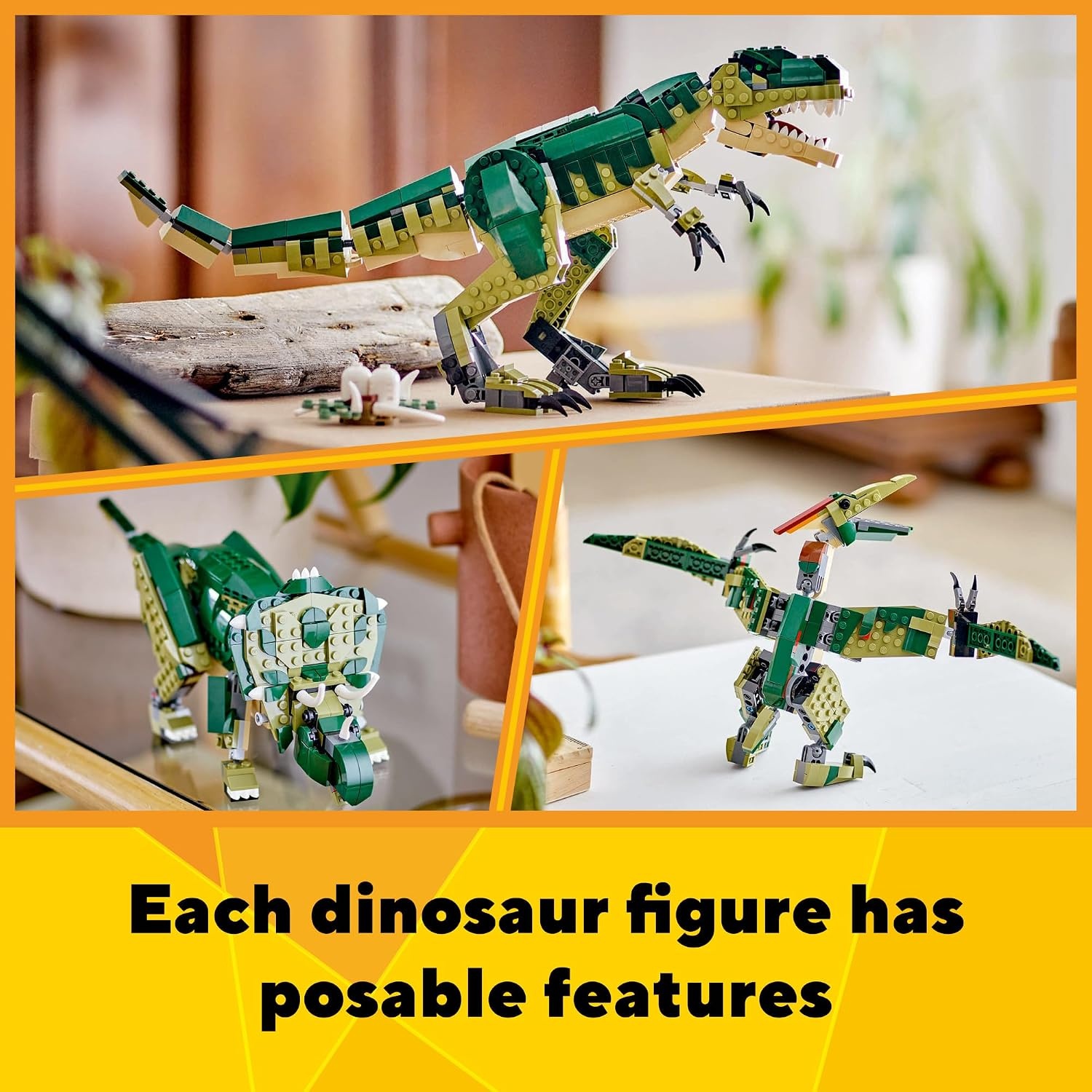 image:imageLEGO Creator 3 in 1 T Rex Toy Dinosaur Toy Building Set for Kids Boys amp Girls Ages 9 3 Building Options TRex to Triceratops to Pterodactyl Gift Idea for Birthdays 31151