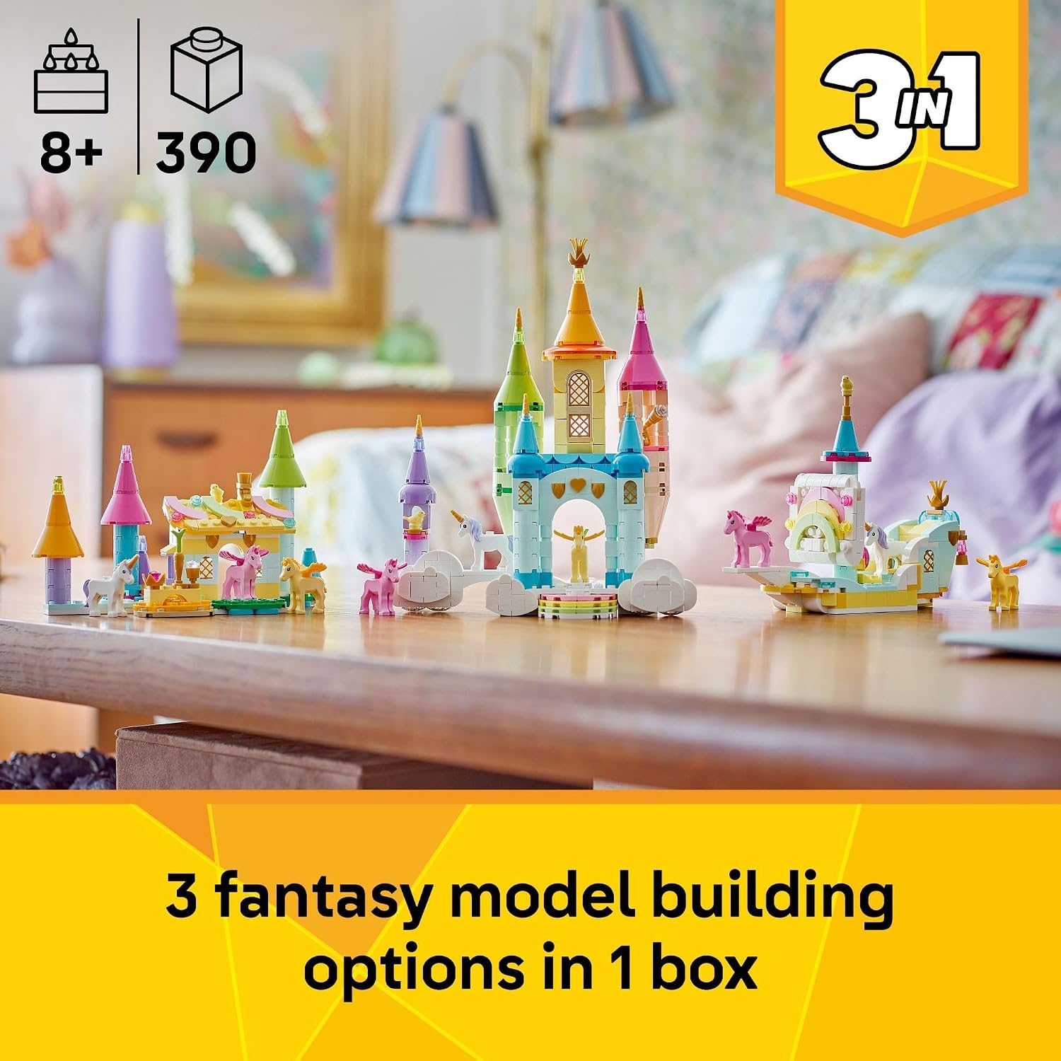 image:imageLEGO Creator 3 in 1 Unicorn Castle Building Toy for Kids Unicorn Toy Trio for Girls amp Boys Ages 8 Build 3 Pretend Play Toys with 1 Set of Building Blocks Gift Idea for Birthdays 31175