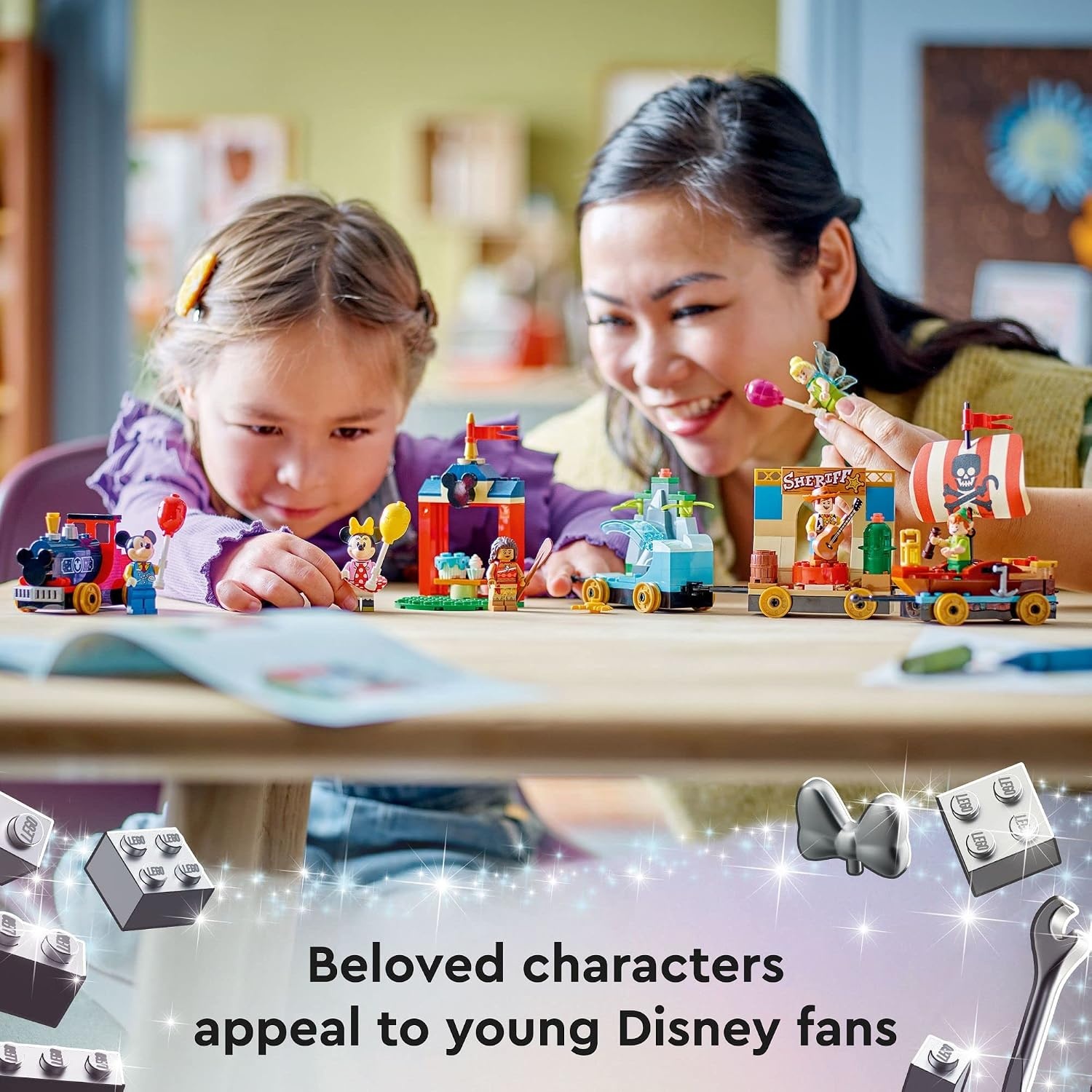 image:imageLEGO Disney 100 Celebration Train Building Toy 43212 Imaginative Play Fun Birthday Gift for Preschool Kids Ages 4 6 Disney Minifigures Moana Woody Peter Pan Tinker Bell Mickey amp Minnie Mouse