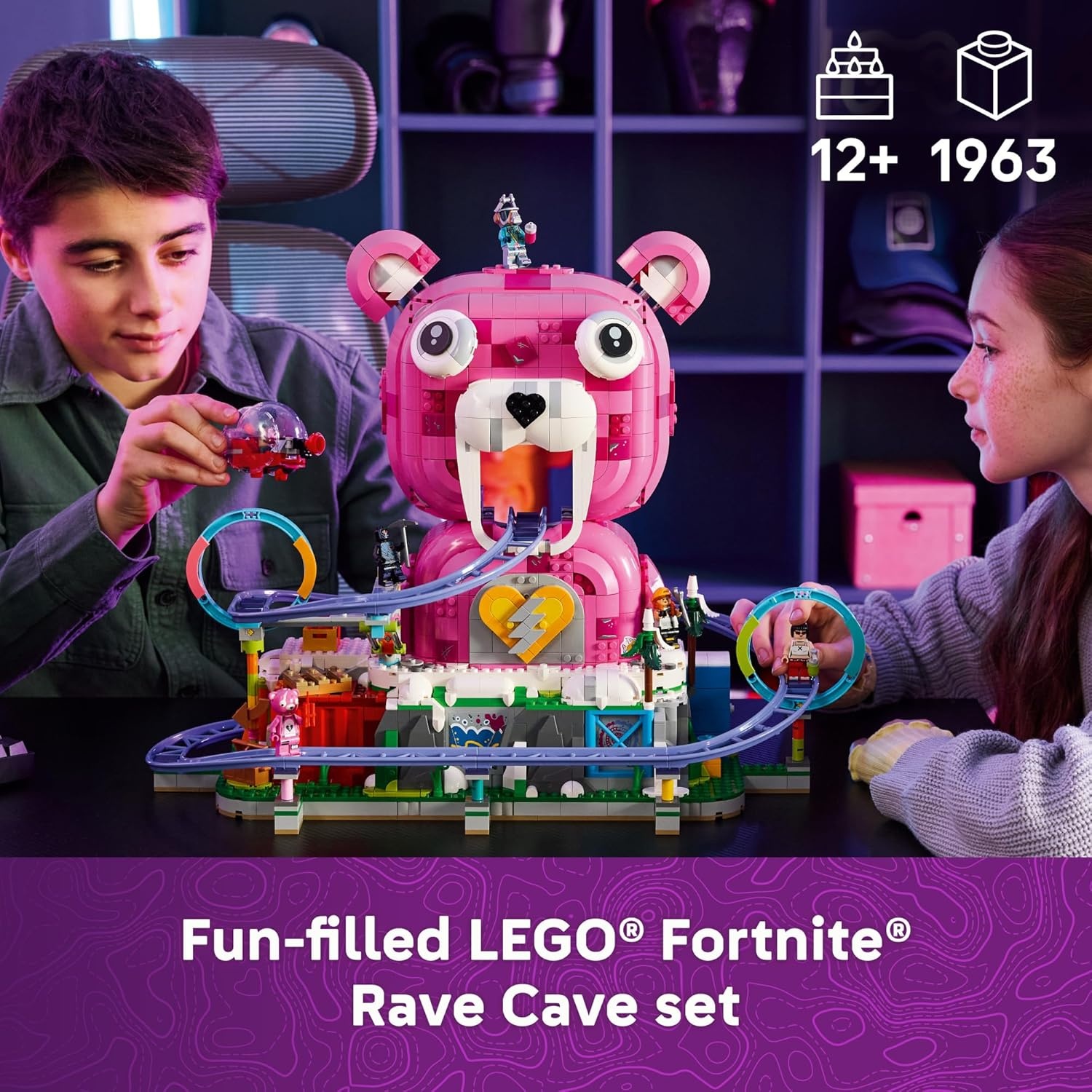 image:imageLEGO Fortnite Rave Cave Building Toy for Boys amp Girls Ages 12 Fortnite Toy for Kids Includes 6 Minifigures Roller Coaster Set Gift for Birthdays 77082