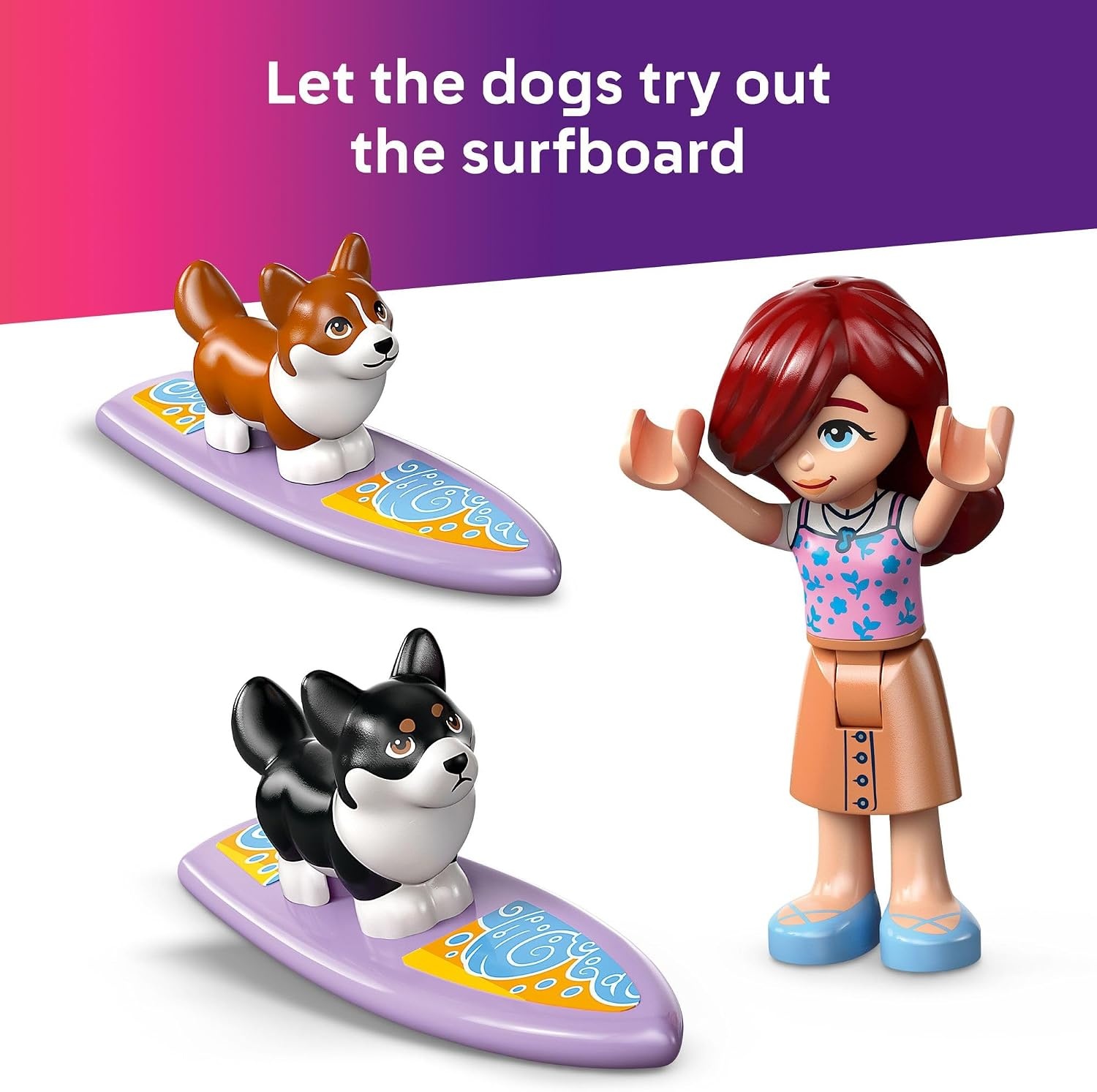 image:imageLEGO Friends Surfing Dogs and Scooter Adventure Building Toy Pretend Play Set for Kids Girls and Boys Ages 6 with 2 Minidolls and 2 Corgi Toy Dogs Gift Idea for Birthdays 42641