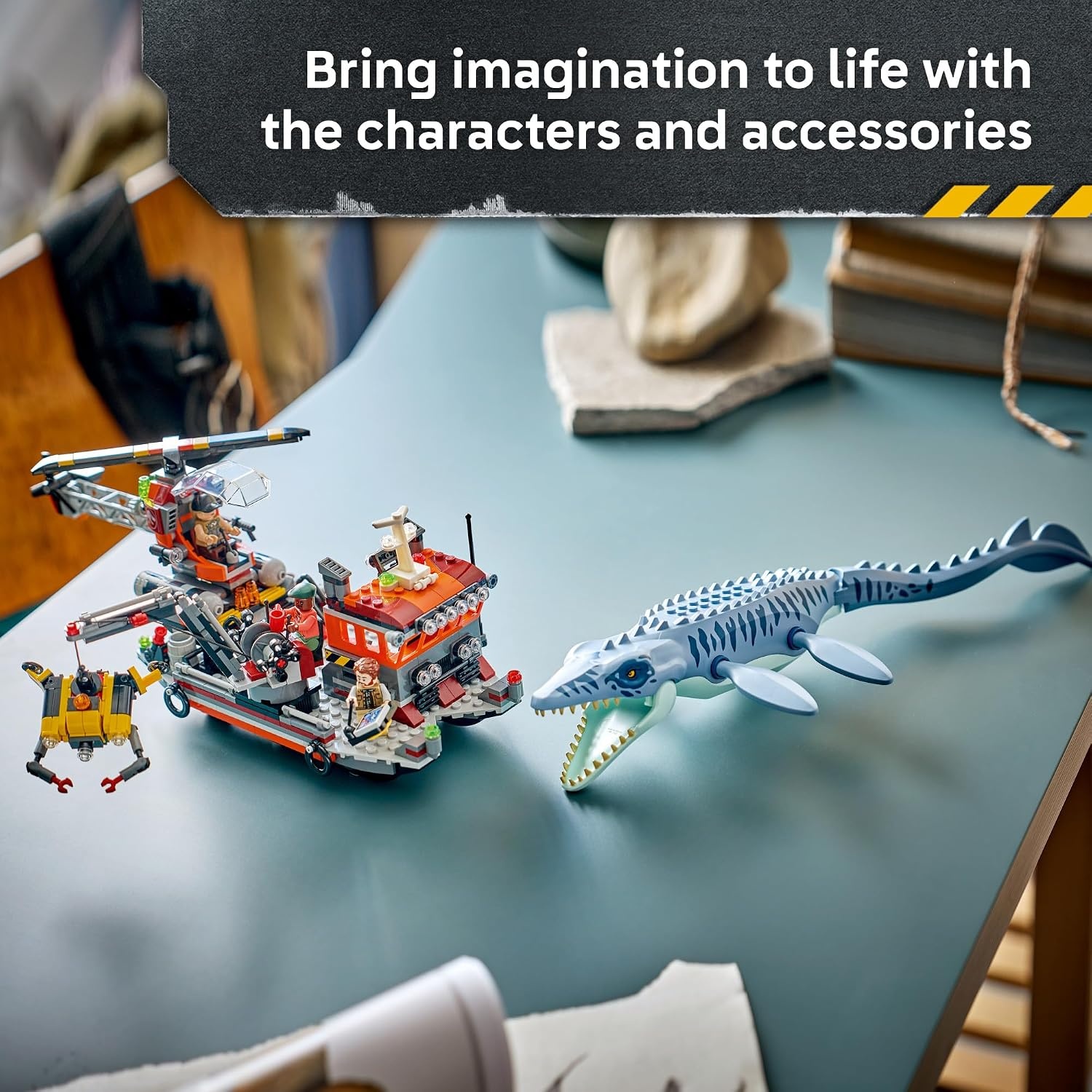 image:imageLEGO Jurassic World Mosasaurus Dinosaur Boat Attack 77983 Building Toy for Boys amp Girls Ages 7 Dinosaur Toy Playset for Kids Pretend Play 703 pieces Gift for Birthdays