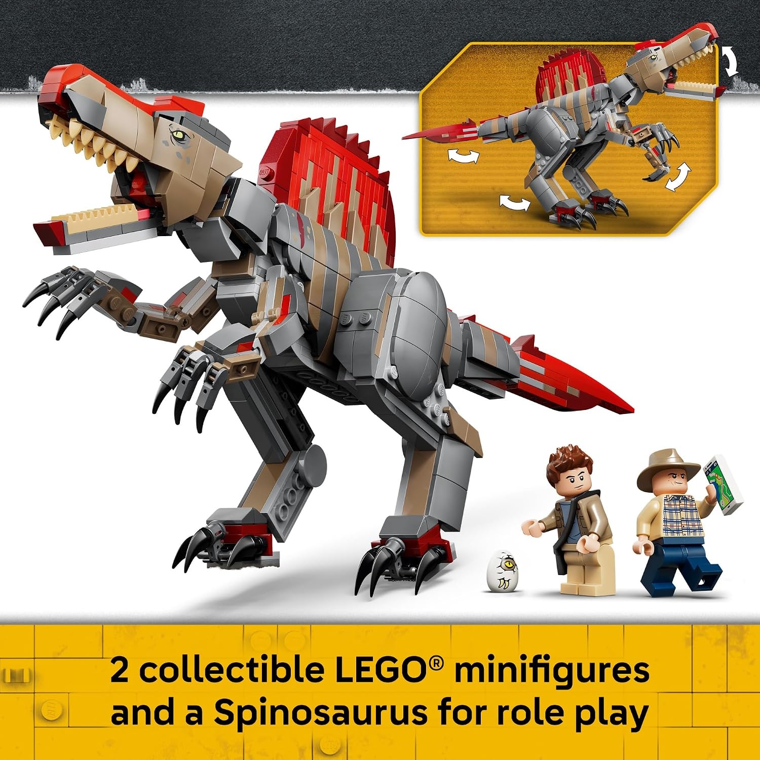 image:imageLEGO Jurassic World Spinosaurus Dinosaur Escape 77982 Building Toy for Boys amp Girls Ages 9 Dinosaur Toy Playset for Kids Pretend Play 820 pieces Gift for Birthdays
