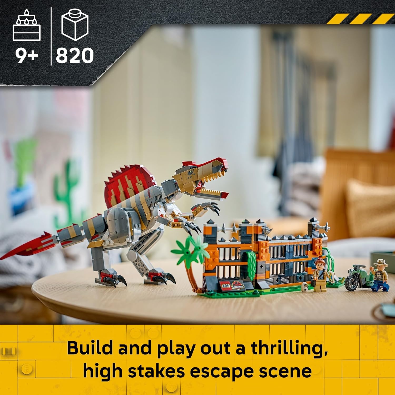 image:imageLEGO Jurassic World Spinosaurus Dinosaur Escape 77982 Building Toy for Boys amp Girls Ages 9 Dinosaur Toy Playset for Kids Pretend Play 820 pieces Gift for Birthdays
