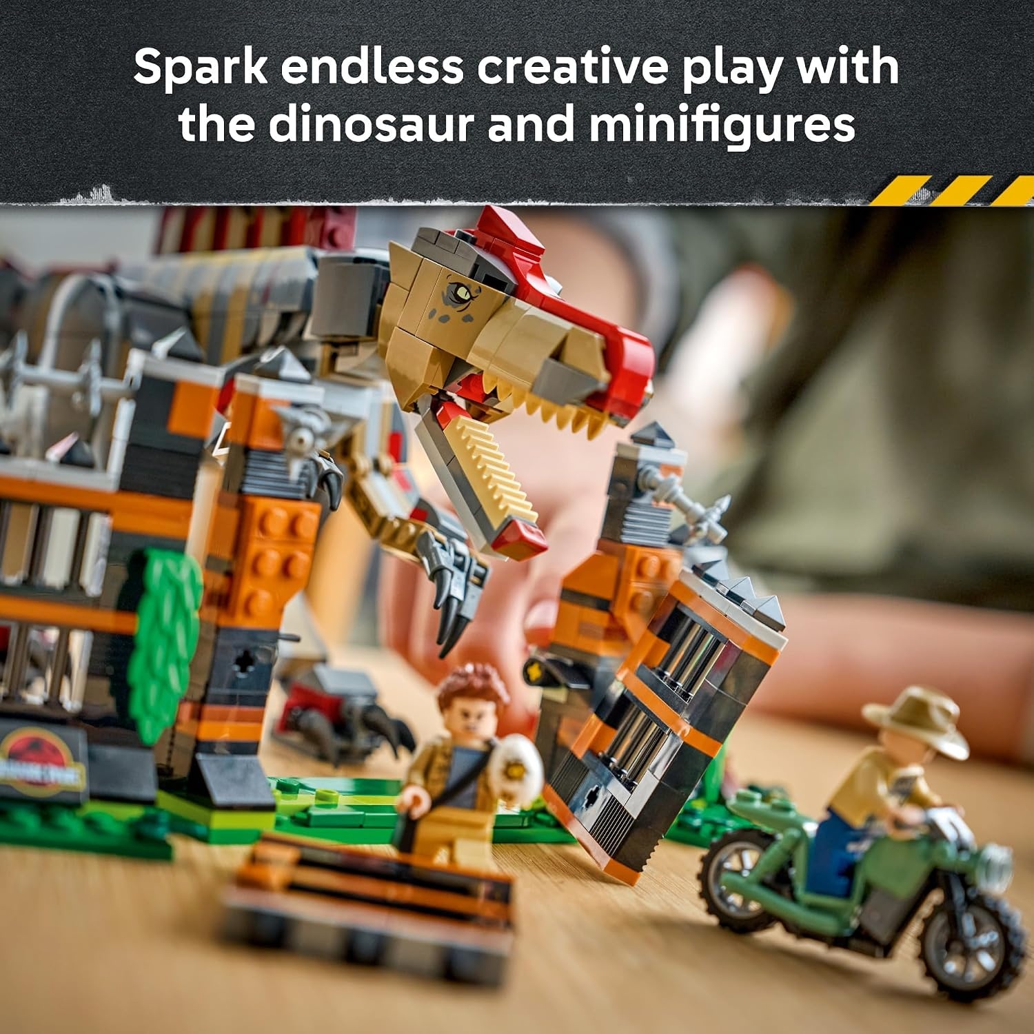 image:imageLEGO Jurassic World Spinosaurus Dinosaur Escape 77982 Building Toy for Boys amp Girls Ages 9 Dinosaur Toy Playset for Kids Pretend Play 820 pieces Gift for Birthdays
