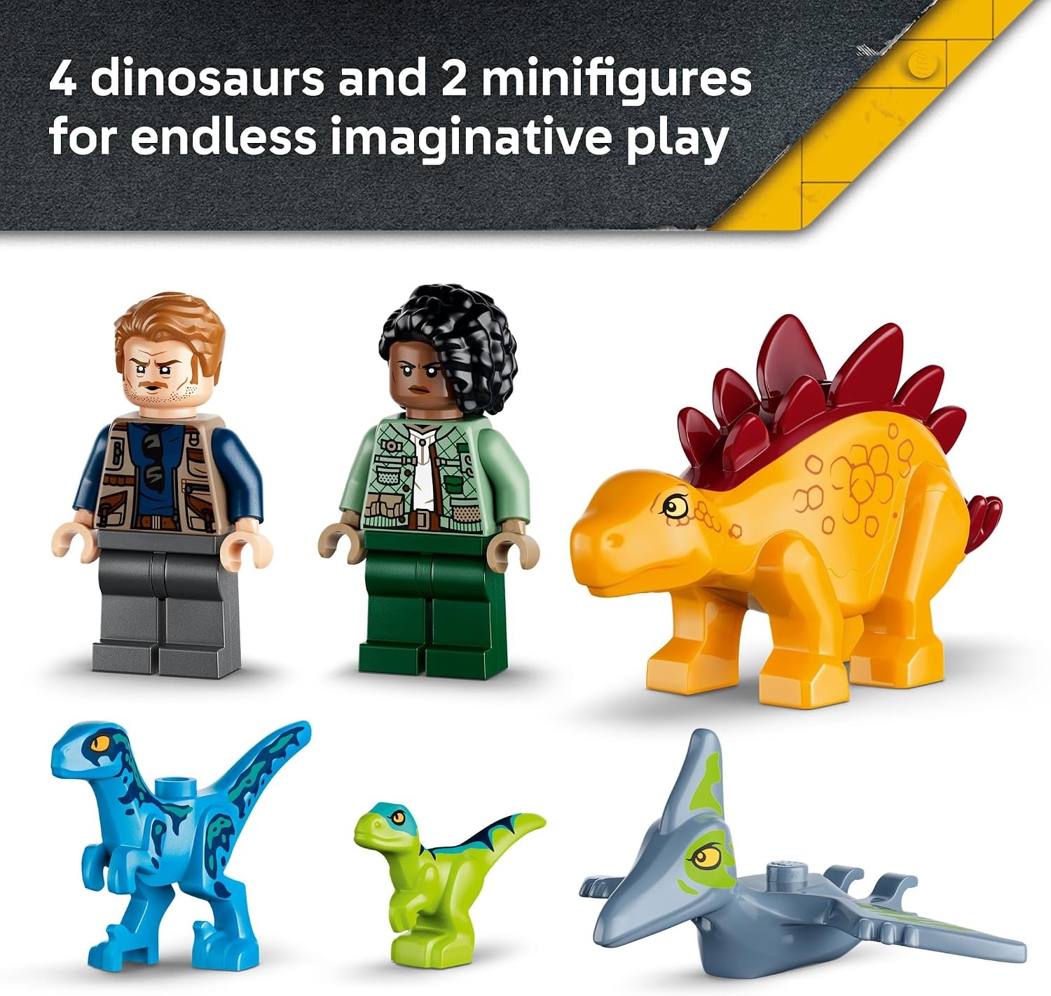image:imageLEGO Jurassic World Velociraptor Stegosaurus amp Pteranodon Rescue 77981 Building Toy for Boys amp Girls Ages 4 Dinosaur Toy Playset for Preschooler Pretend Play 171 pieces Gift for Birthdays