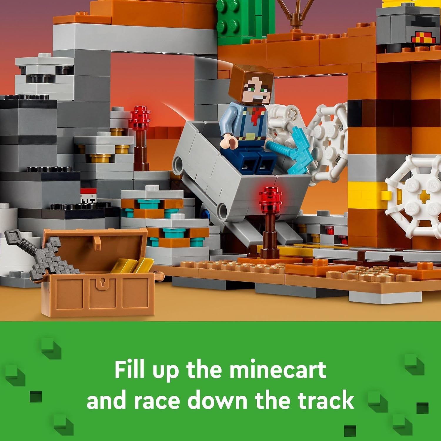 image:imageLEGO Minecraft The Badlands Mineshaft Building Toys for Boys amp Girls Ages 8 Video Game Toy for Kids WMinecraft Minifigures Gift for Birthdays 21263