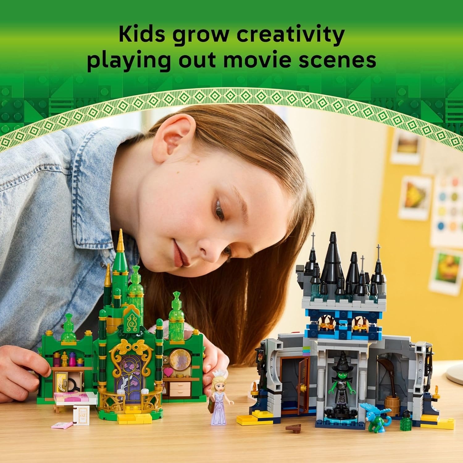 image:imageLEGO Wicked Emerald City amp Kiamo Ko Castle Building Toy Elphaba amp Glinda Toy Figures 2 Buildable Playsets amp Flying Monkey Minifigure for Kids Ages 9 Wicked Merch Gift for Girls amp Boys 75689