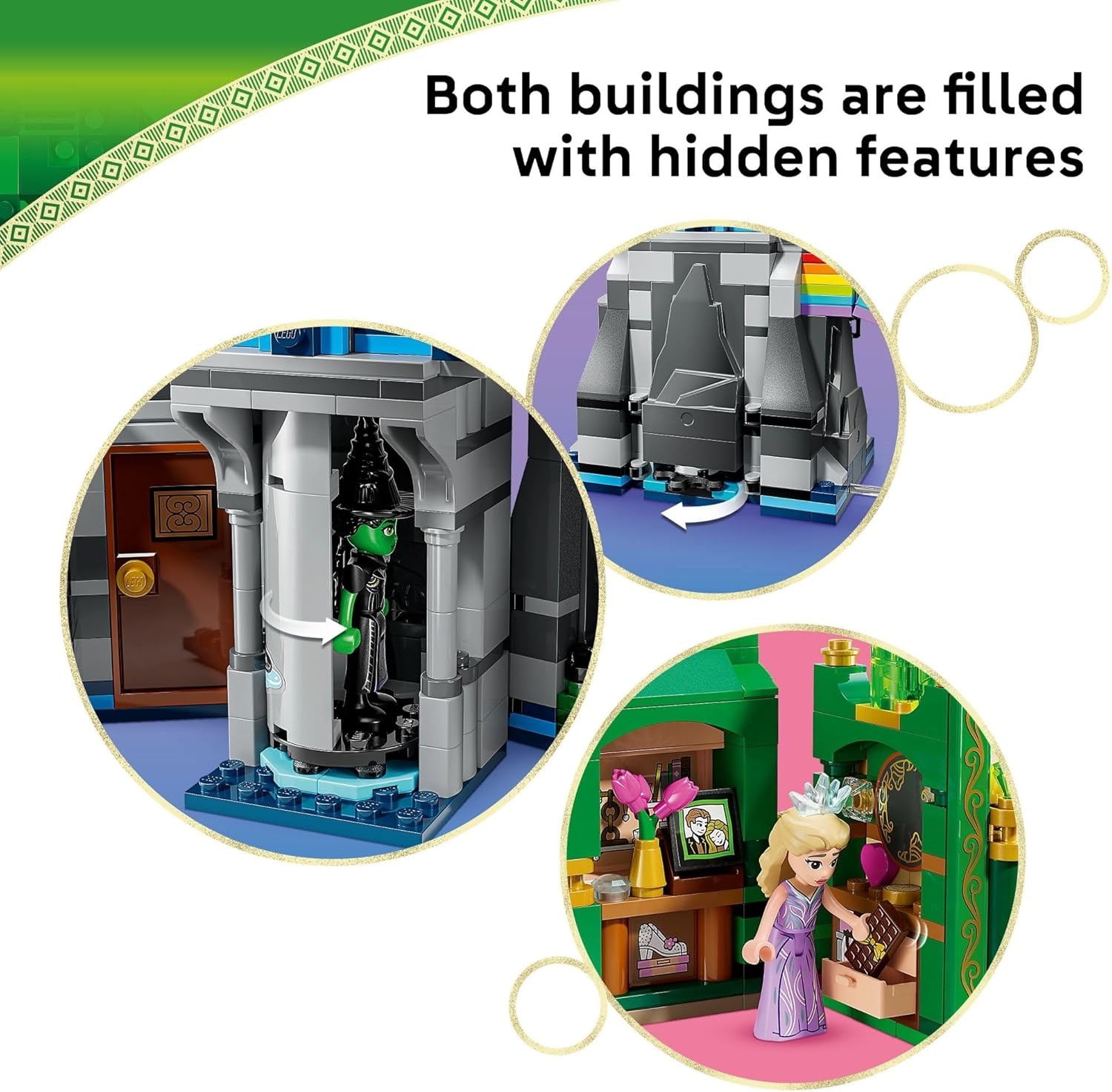 image:imageLEGO Wicked Emerald City amp Kiamo Ko Castle Building Toy Elphaba amp Glinda Toy Figures 2 Buildable Playsets amp Flying Monkey Minifigure for Kids Ages 9 Wicked Merch Gift for Girls amp Boys 75689