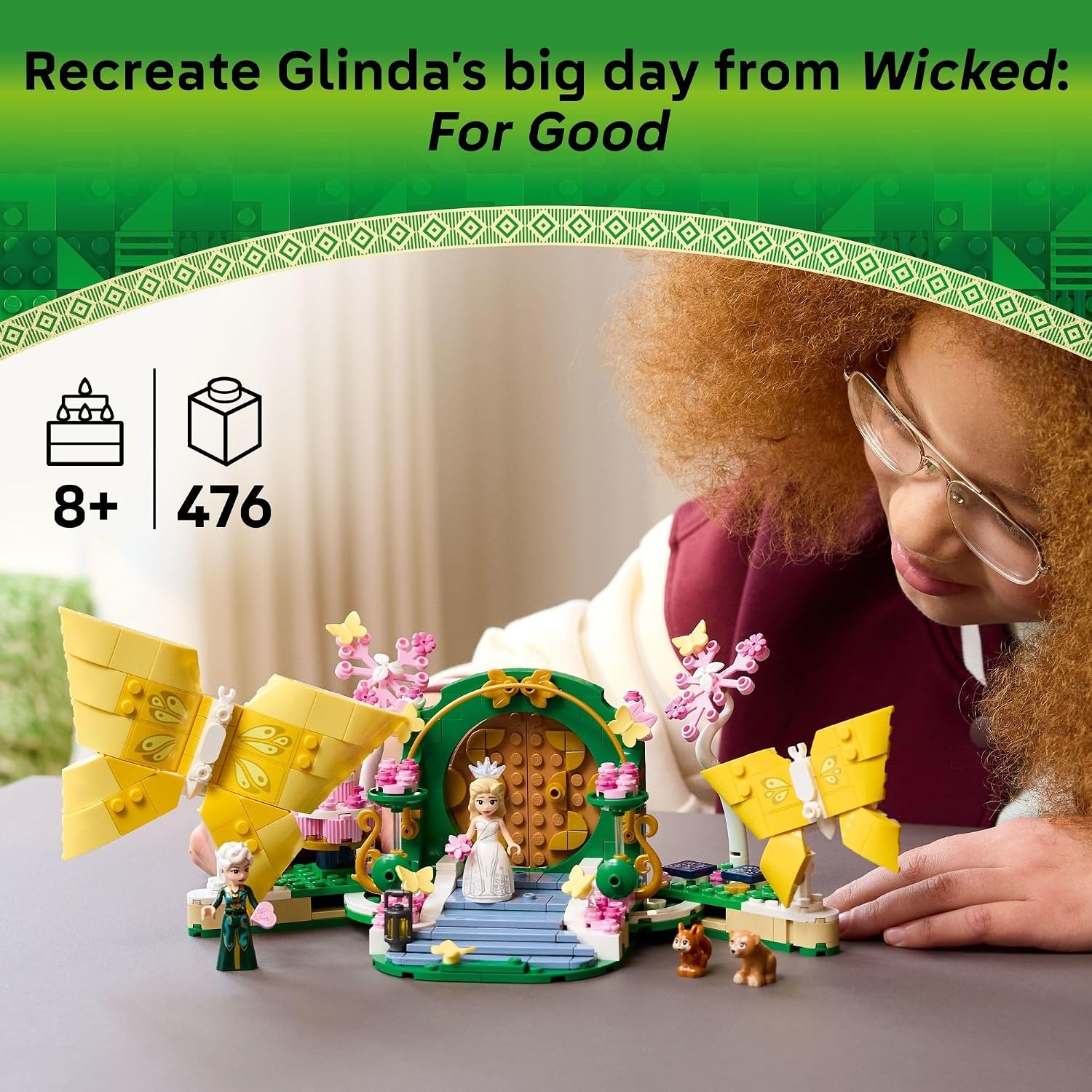 image:imageLEGO Wicked Glindas Wedding Day Building Toy Pretend Playset with 2 Minidolls 2 Animal Toy Figures amp 2 Poseable Butterflies Building Blocks for Kids Ages 8 Gift for Girls amp Boys 75688