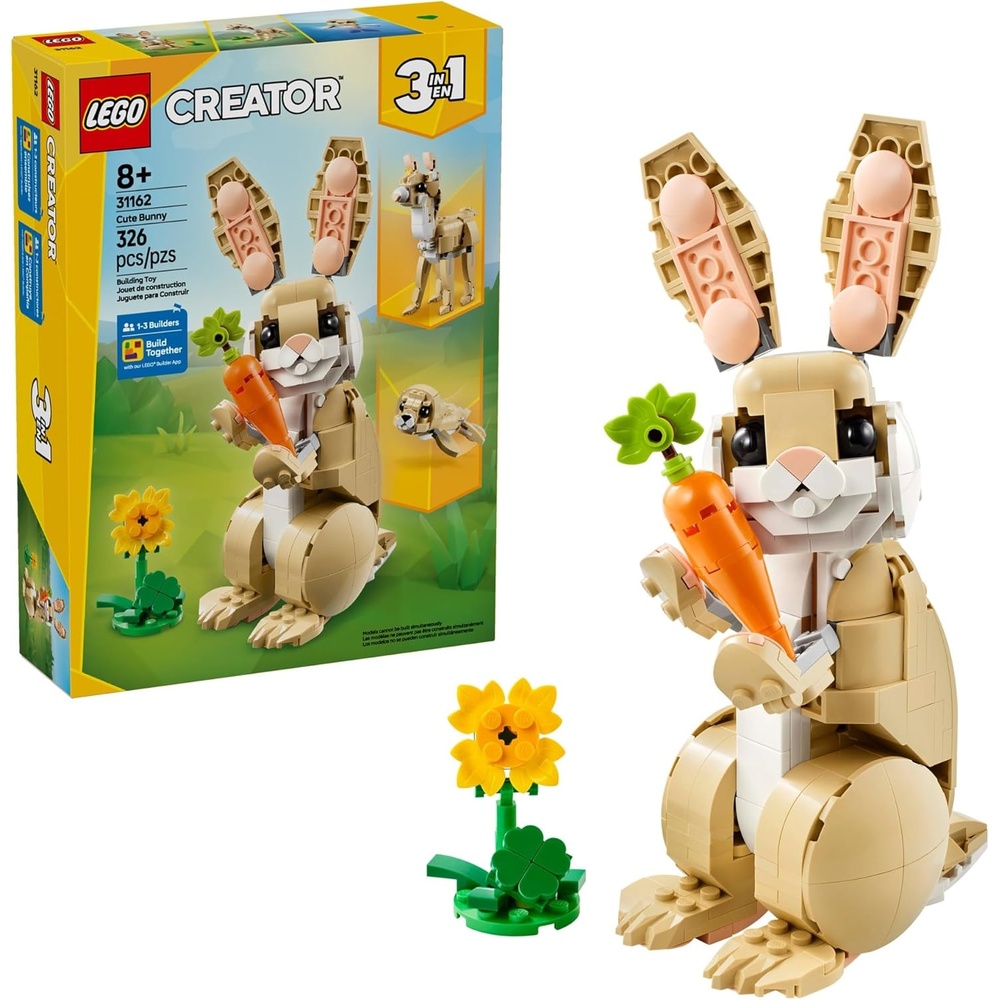 image:imageLEGO Creator 3 in 1 Cute Bunny 31162 Building Toy Girls amp Boys Ages 8 Choose Your Build W 3 Options 326 pcs Display in Bedroom or Bookshelf Gift Idea