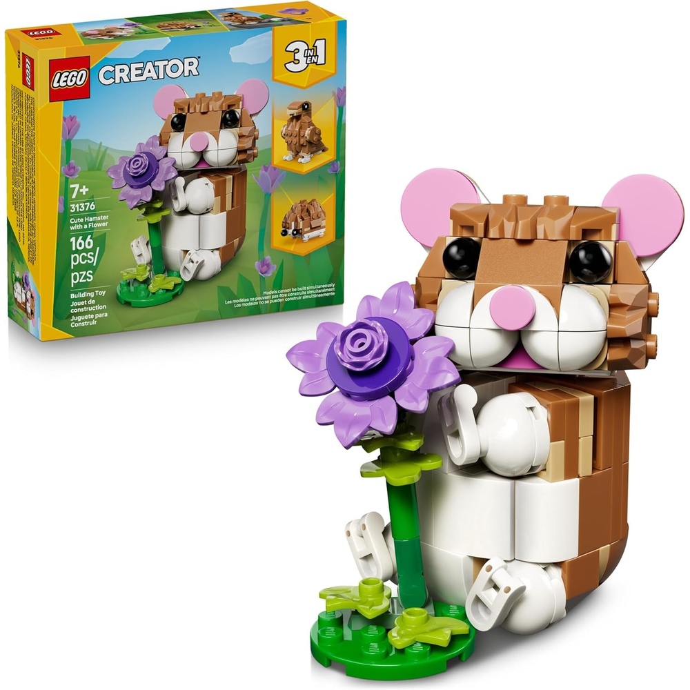 image:imageLEGO Creator 3 in 1 Cute Hamster with a Flower Building Toy for Girls amp Boys Ages 7 Kids Build a Hamster Hedgehog or Eagle Animal Figure Gift Idea for Birthdays 31376