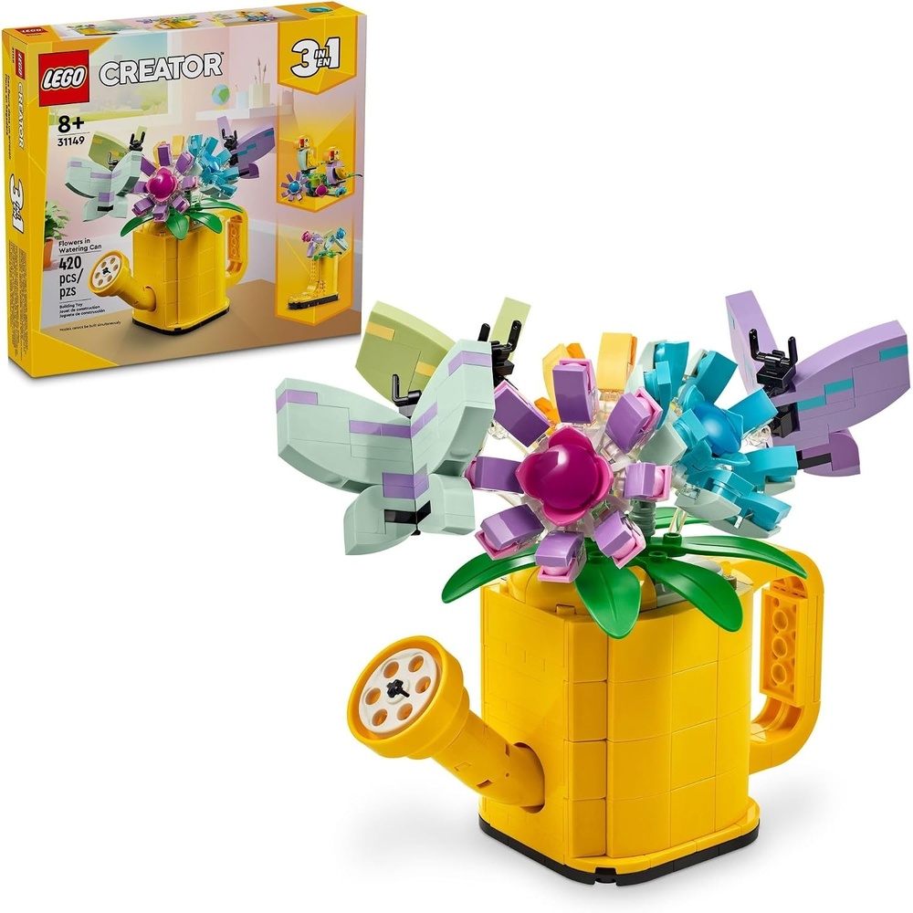image:imageLEGO Creator 3 in 1 Flowers in Watering Can Building Toy Fun Creative Activity for Kids Girls and Boys Ages 8 Gift for Birthdays Building Options for Rain Boots or Birds 31149