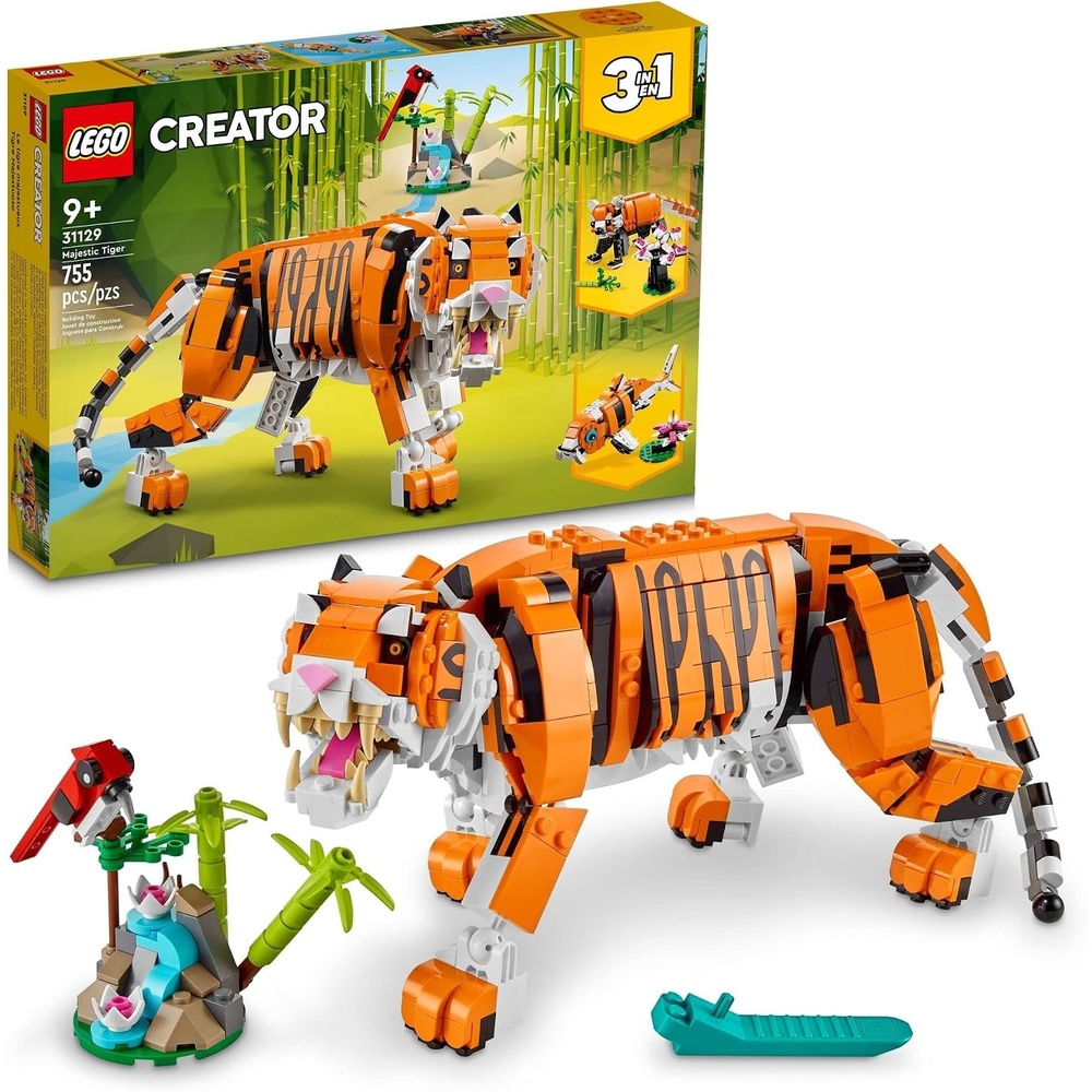image:imageLEGO Creator 3 in 1 Majestic Tiger Building Set Transforms from Tiger to Panda or Koi Fish Set Animal Figures Collectible Building Toy Gifts for Kids Boys amp Girls 9 Plus Years Old 31129