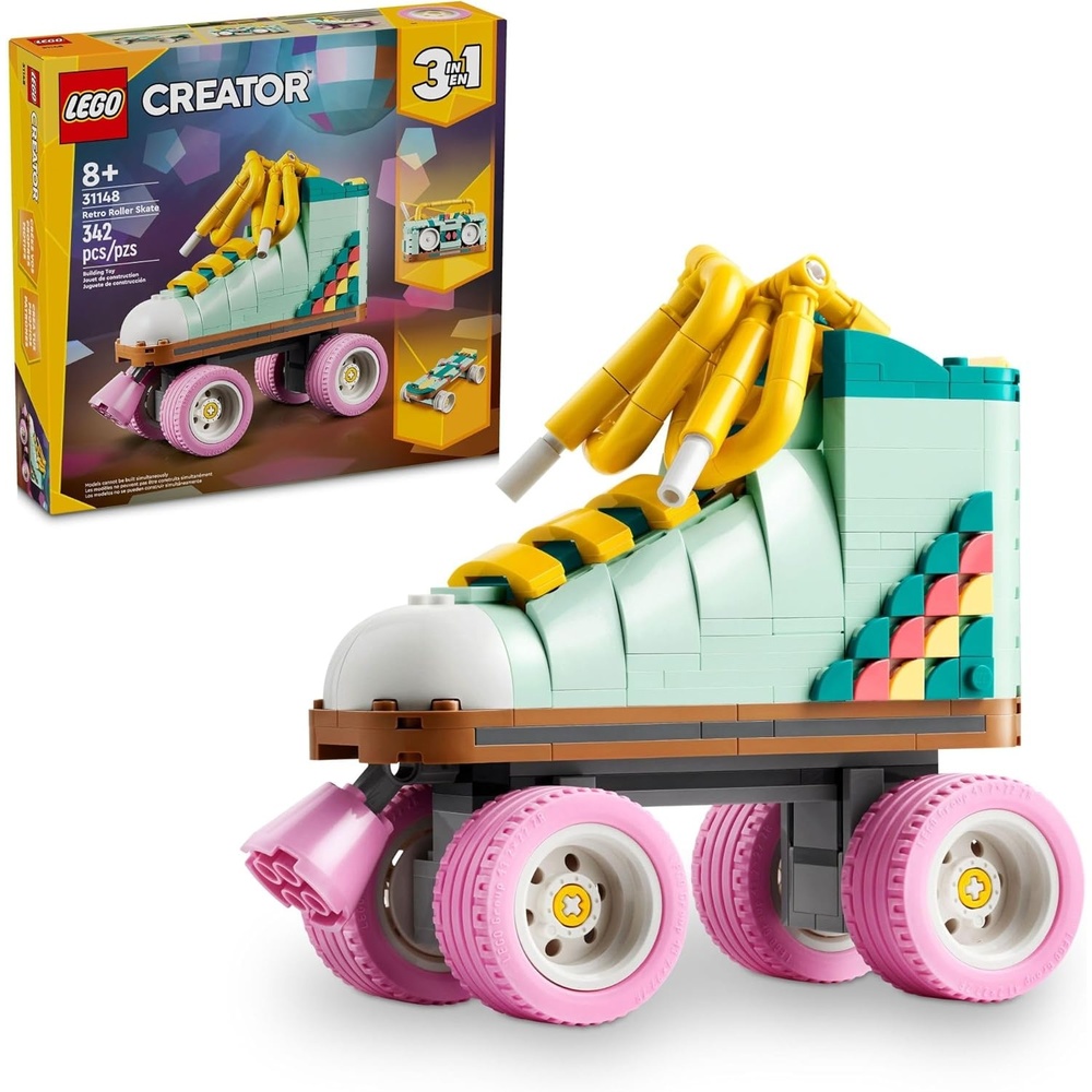 image:imageLEGO Creator 3 in 1 Retro Roller Skate Building Kit Transforms from Roller Skate Toy to Mini Skateboard to Boom Box Radio Birthday Gift for Skaters Cool Toy for Boys and Girls Ages 8 and Up 31148