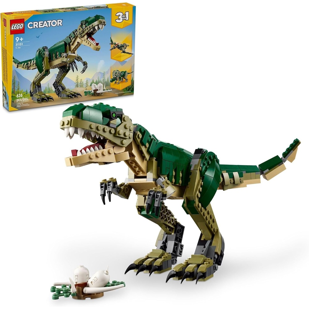 image:imageLEGO Creator 3 in 1 T Rex Toy Dinosaur Toy Building Set for Kids Boys amp Girls Ages 9 3 Building Options TRex to Triceratops to Pterodactyl Gift Idea for Birthdays 31151