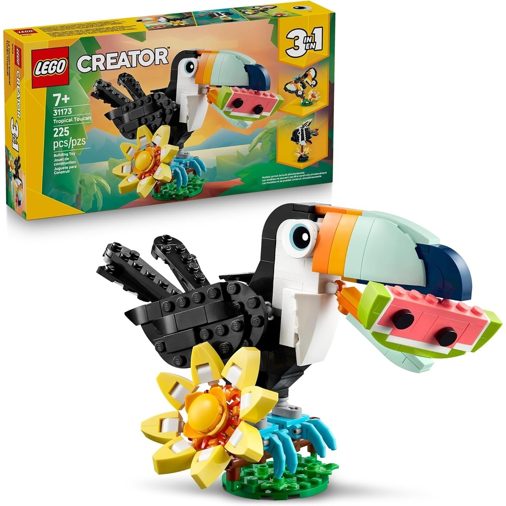 image:imageLEGO Creator 3 in 1 Wild Animals Tropical Toucan Building Toy for Kids Jungle Building Blocks amp Learning Toy for Girls amp Boys Ages 7 Build 3 Animal Toys in 1 Set Gift for Birthdays 31173