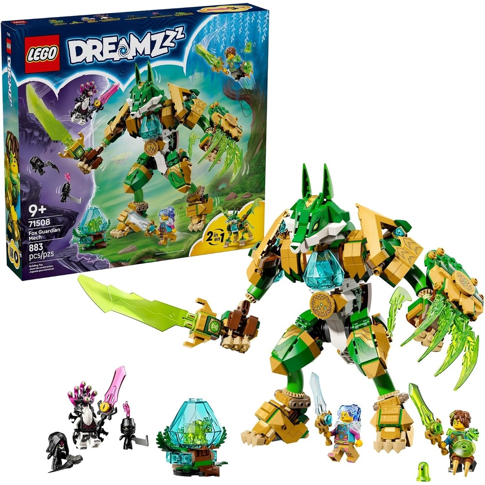 image:imageLEGO DREAMZzz Fox Guardian Mech Building Toy for Boys amp Girls Pretend Play Set for Kids Ages 9 W2 Build Options 3 Minifigures amp 3 Creatures Gift Idea for Birthdays 71508