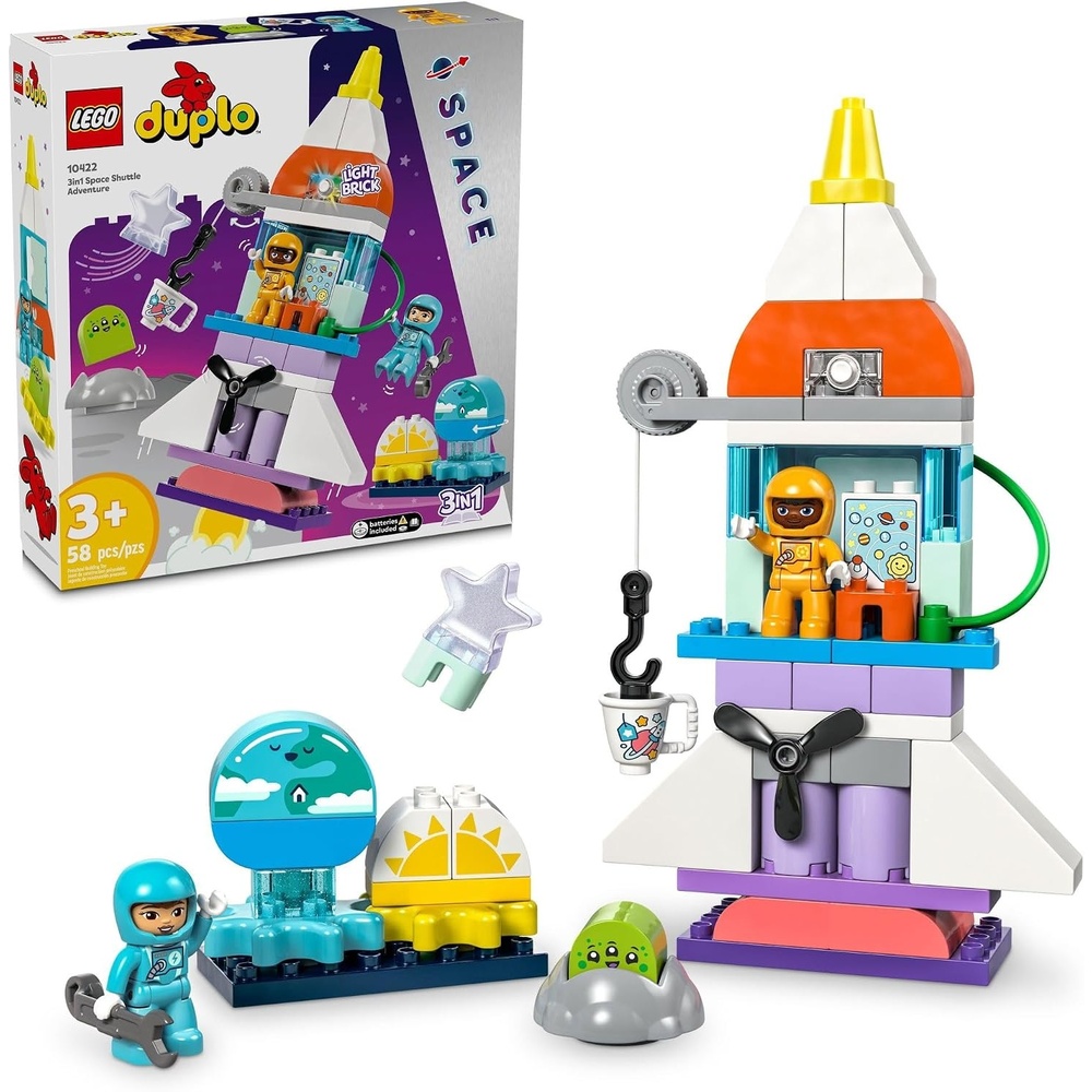 image:imageLEGO DUPLO 3 in 1 Space Shuttle Adventure Toddler Building Toys Space Toys for Boys amp Girls Ages 3 Years Gift for Christmas Learning amp Pretend Play Activity 10422